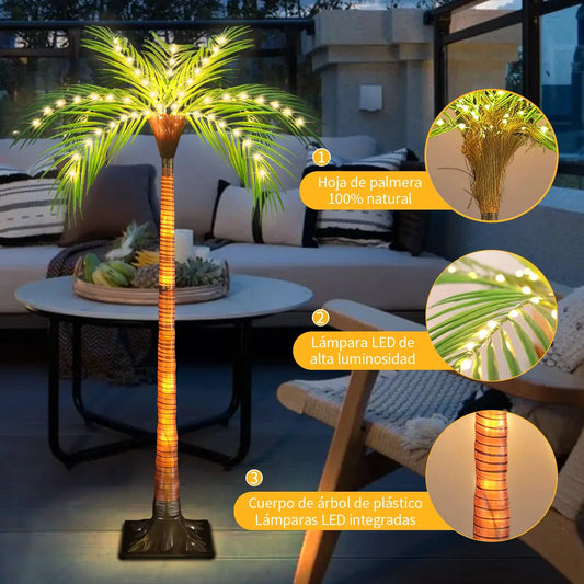1pc 4.6ft Solar Powered Artificial Palm Tree LED Decorative Tree Lights for Garden Patio Door Tiki Bar Christmas Decoration from PriceLows™
