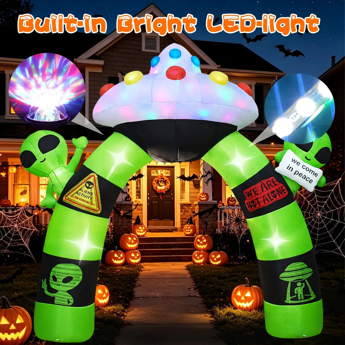 Halloween Inflatable Alien Arch | Built-In Led | Airblown Design | 10.5 Ft