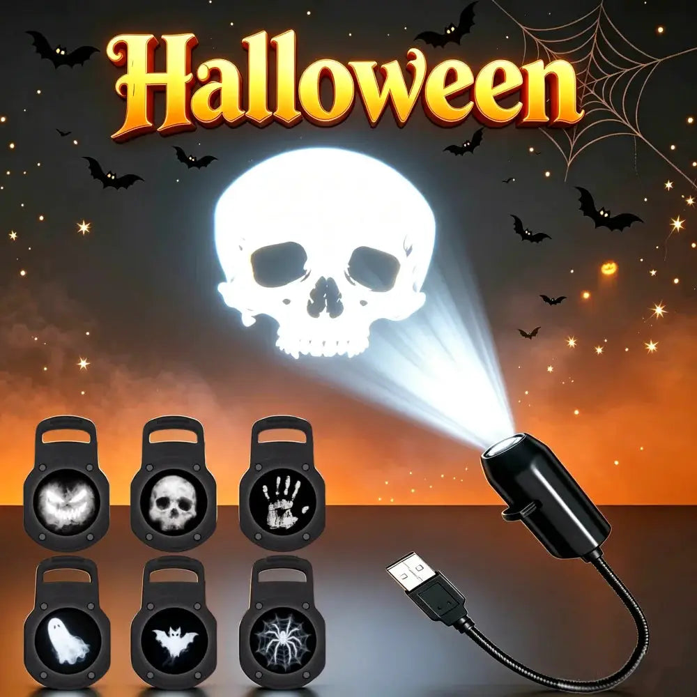 LED Projector Light | Switchable Patterns | USB Powered | Ghost Skull