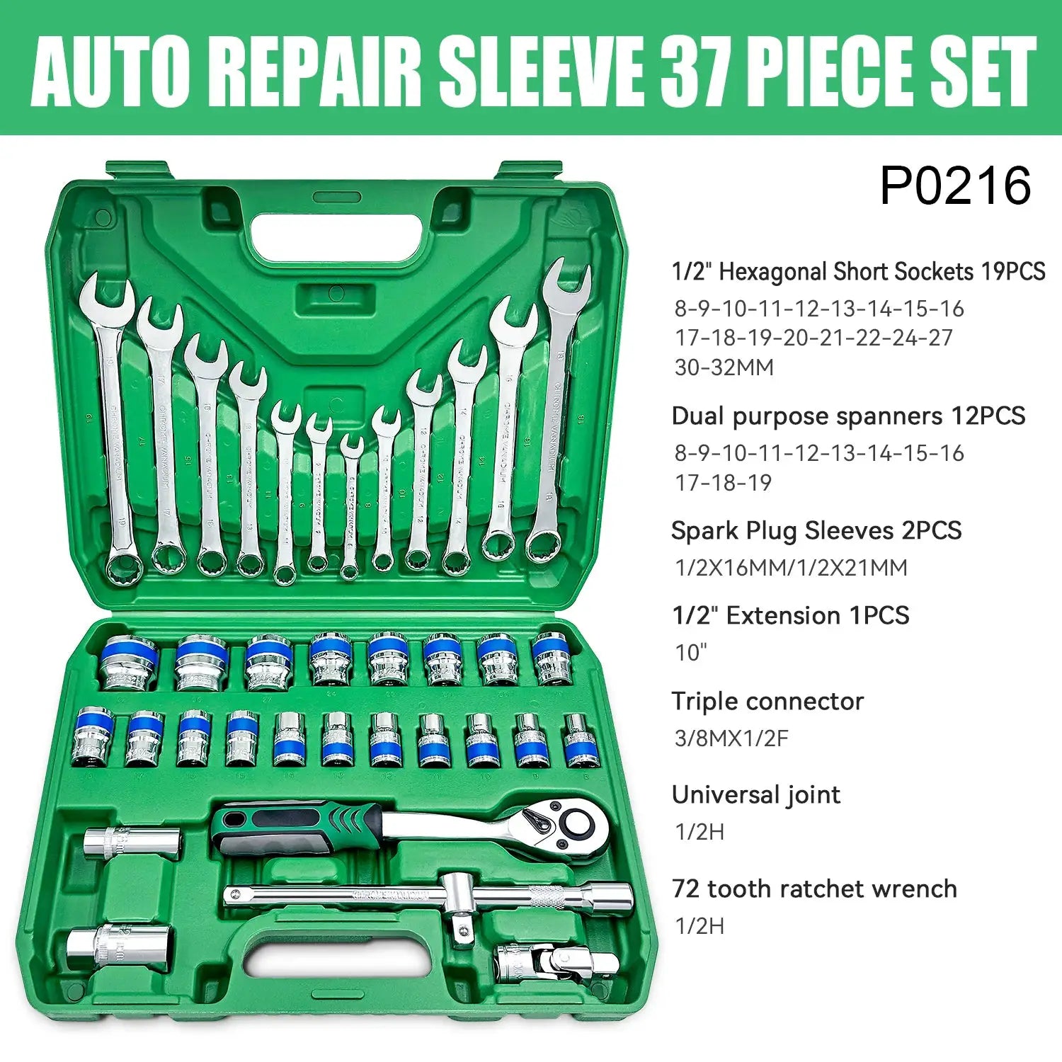 37pcs/set Socket Wrench Ratchet Set Repair Tools Chrome Vanadium Steel Wrench Multi-Varieties Efficient Ratchet Wide Application from PriceLows™
