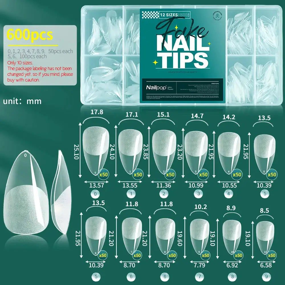 Nailpop 600PCS Nail Tips Full Cover Medium Length Ballerina Press On False Nail Extenison Tips with Box for Salons and Home DIY from PriceLows™