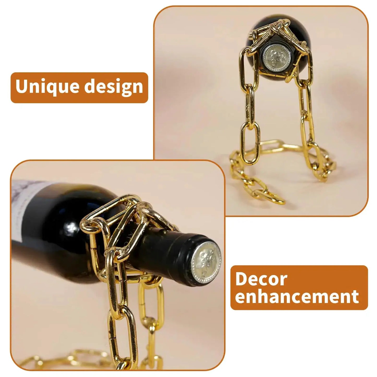 Floating Wine Bottle Holder - Magic Steel Chain Wine Rack for Suspended Display - Holds Any Long-Neck Wine Bottles from PriceLows™