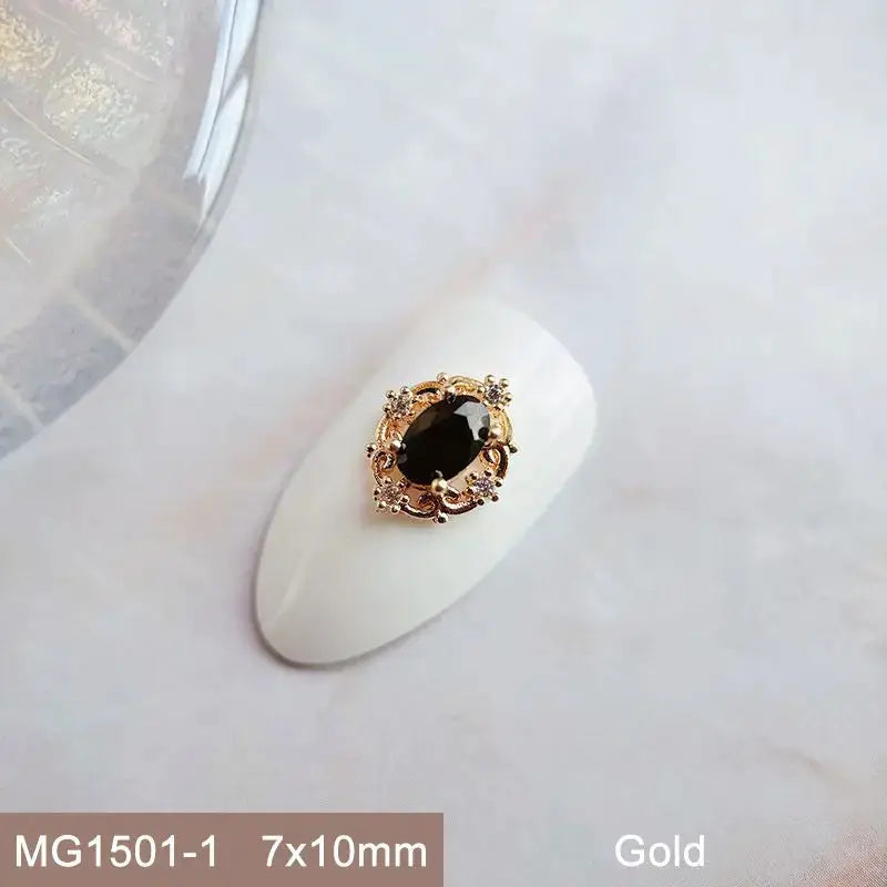 10pcs Pink Black Blue Oval Drop Round Zircon Bright Silver Nails Jewelry Decorations Nail Art Accessories Charms Parts Supplies from PriceLows™