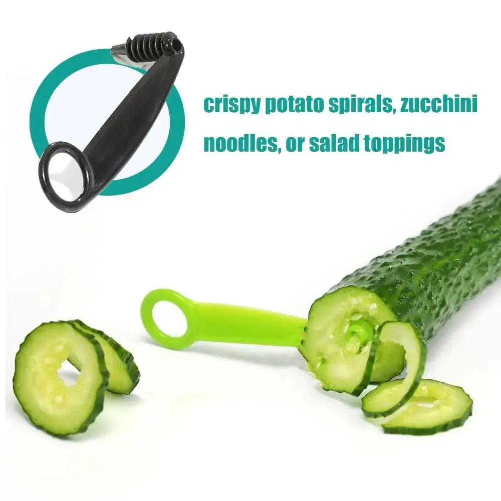 Spiral Vegetable Slicer | Stainless Steel Blade | Non Slip Handle | Black