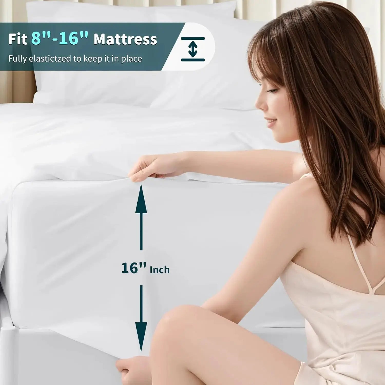 Queen Size 100% Cotton 1200 Thread Count Sheet Set with 16" Deep Pocket, 4 Piece Bed Sheets from PriceLows™