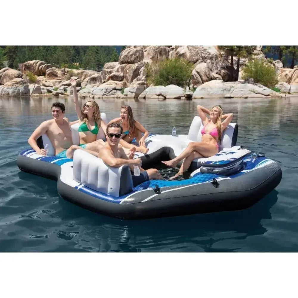 Inflatable Raft | 5 Person Capacity | Built In Cooler | Blue Tropic