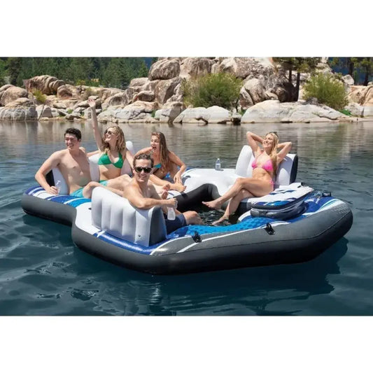 Inflatable Raft | 5 Person Capacity | Built In Cooler | Blue Tropic