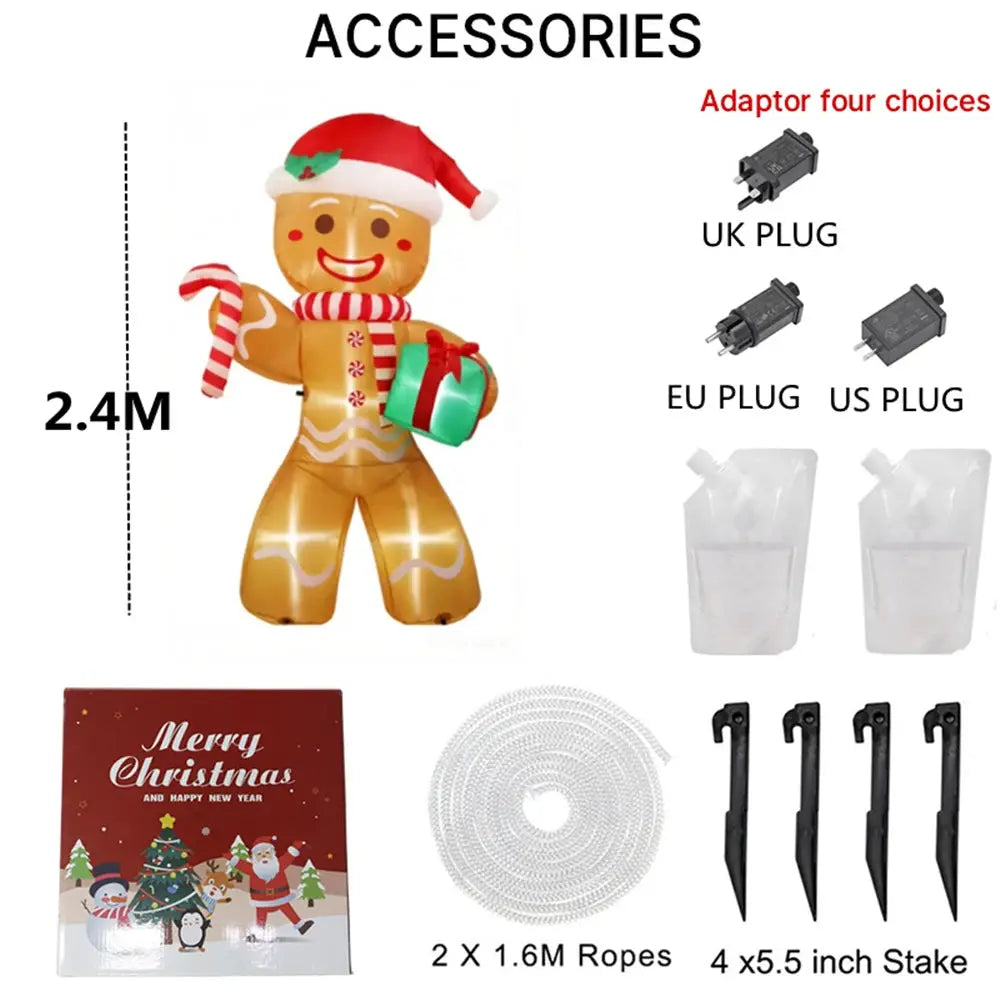 Gingerbread Man Inflatable | 8ft | Outdoor Christmas Yard Decor LED Lights