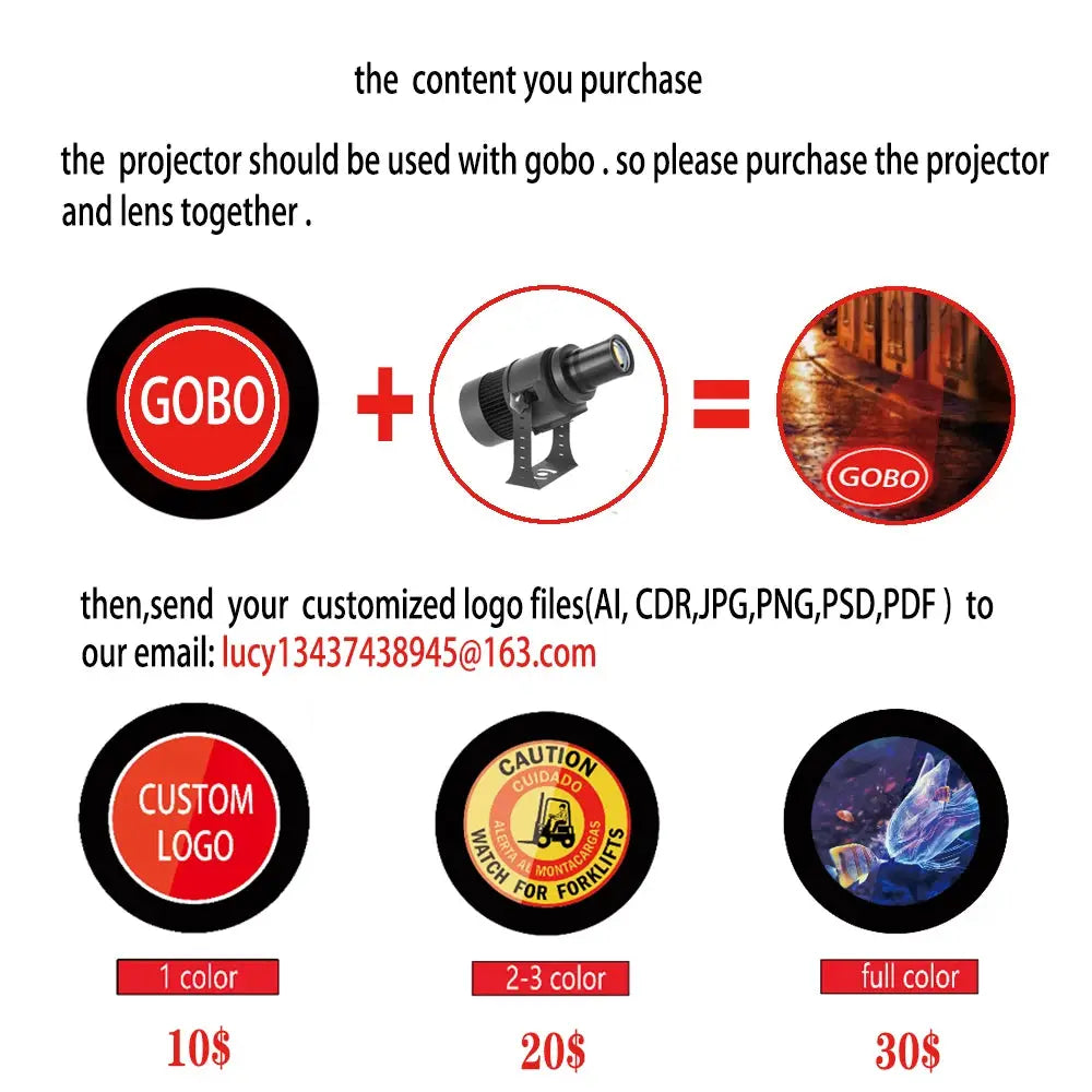 LED Gobo Projector | HD Custom Logo | IP67 Waterproof | Aluminum Housing