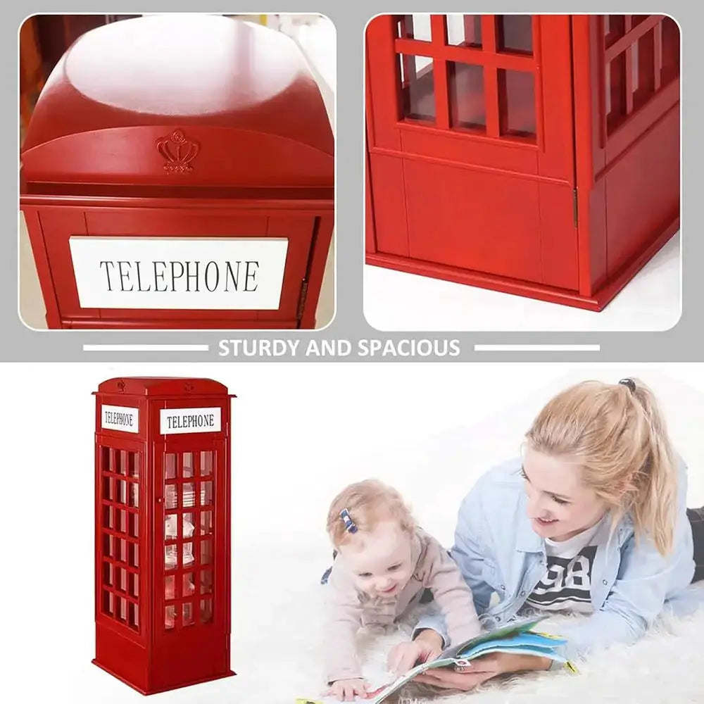 5-Tier Wooden Telephone Booth-Style Bookshelf, Cute Floor Standing Storage Rack for Kids & Adults, Decorative Book Organizer Dis from PriceLows™