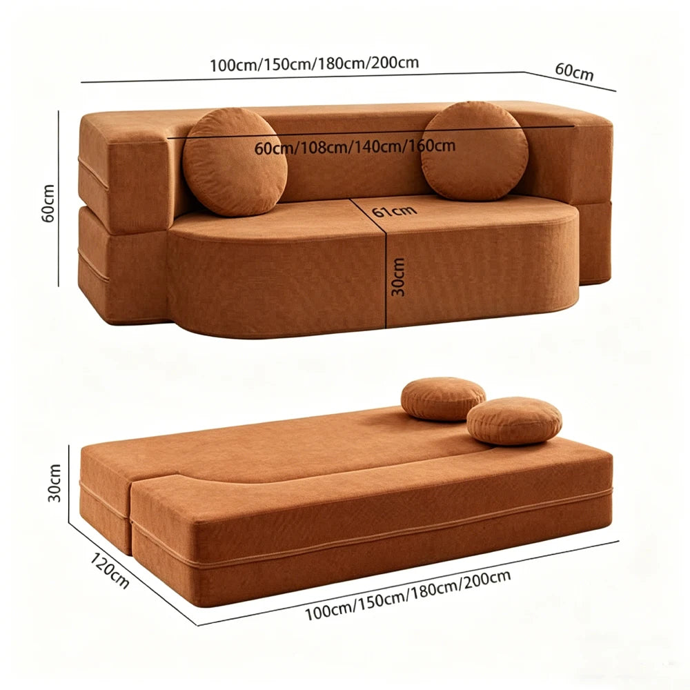 Folding Sofa Bed | Modular Dual-Use Design | Metal Frame | 1.5m 1.8m 2m