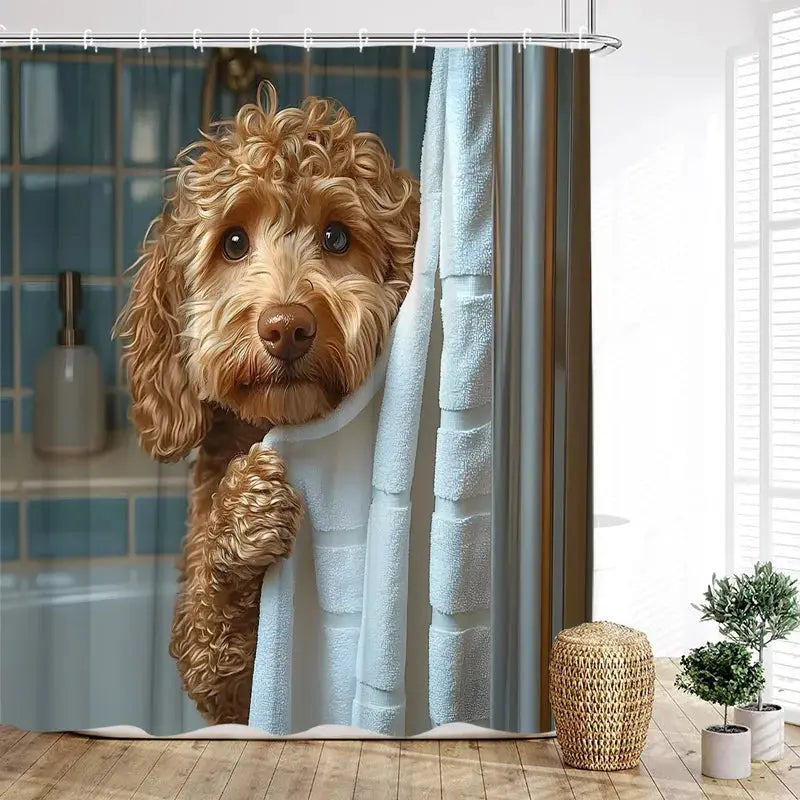 Funny Diving Cat Dog Shower Curtain Cute Cartoon Bathing Animals Sea Turtle Underwater Scenery Kids Bathroom Curtains Decor Set from PriceLows™