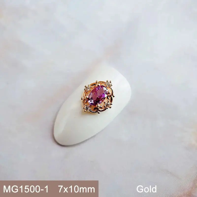 10pcs Pink Black Blue Oval Drop Round Zircon Bright Silver Nails Jewelry Decorations Nail Art Accessories Charms Parts Supplies from PriceLows™