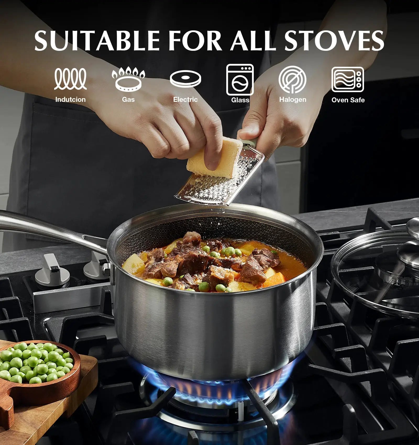 KOCH SYSTEME CS Nonstick Stainless Steel Saucepan, 2 Quart Tri-Ply Stainless Steel Sauce Pan with Nonstick Honeycomb Interior from PriceLows™
