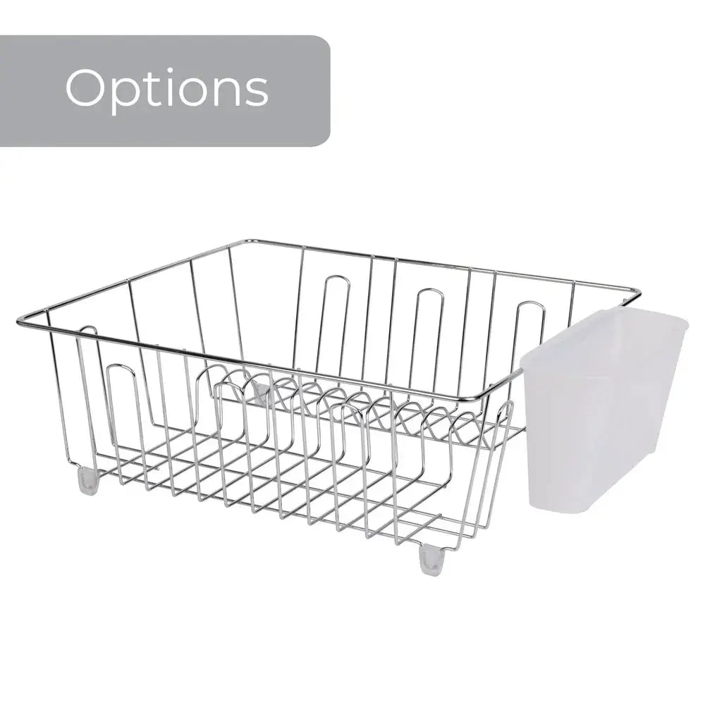 Small Wire Dish Rack Kitchen Organizer with Cutlery Cup Compact Dish Drainer Stainless Steel Countertop Drying and Storage from PriceLows™