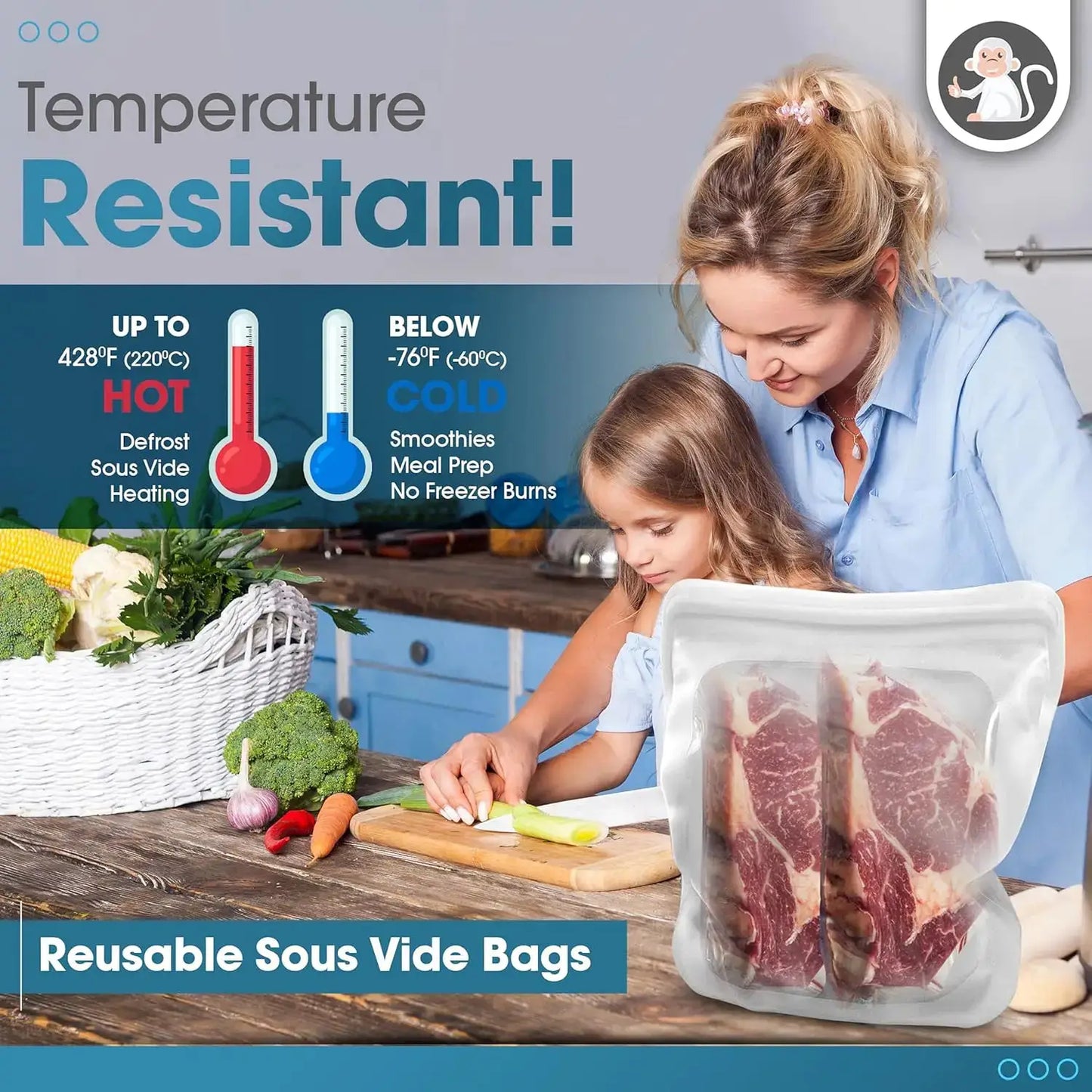 Reusable Silicone Food Storage Bag | 1 Gallon Capacity | Airtight | XXL