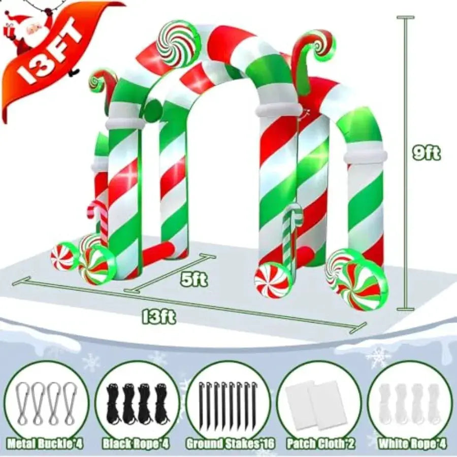 Christmas Inflatable Arch | Candy Arch Style | Outdoor Yard Decor | 13 Ft