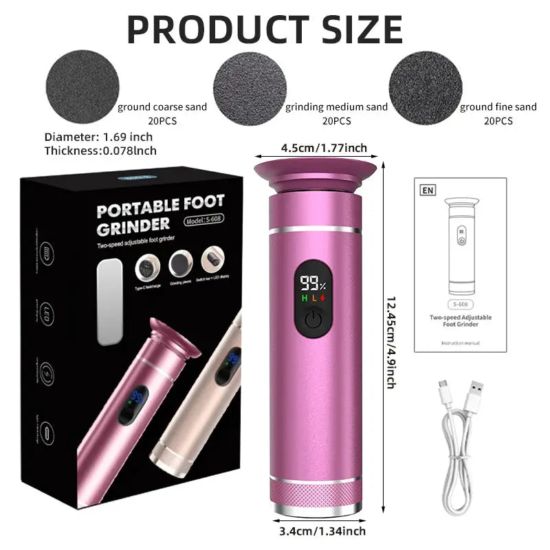 Aluminum Alloy Electric Foot Grinder For Feet - Dual Power Type-C/Battery, Callus & Dead Skin Remover Pedicure Tool from PriceLows™