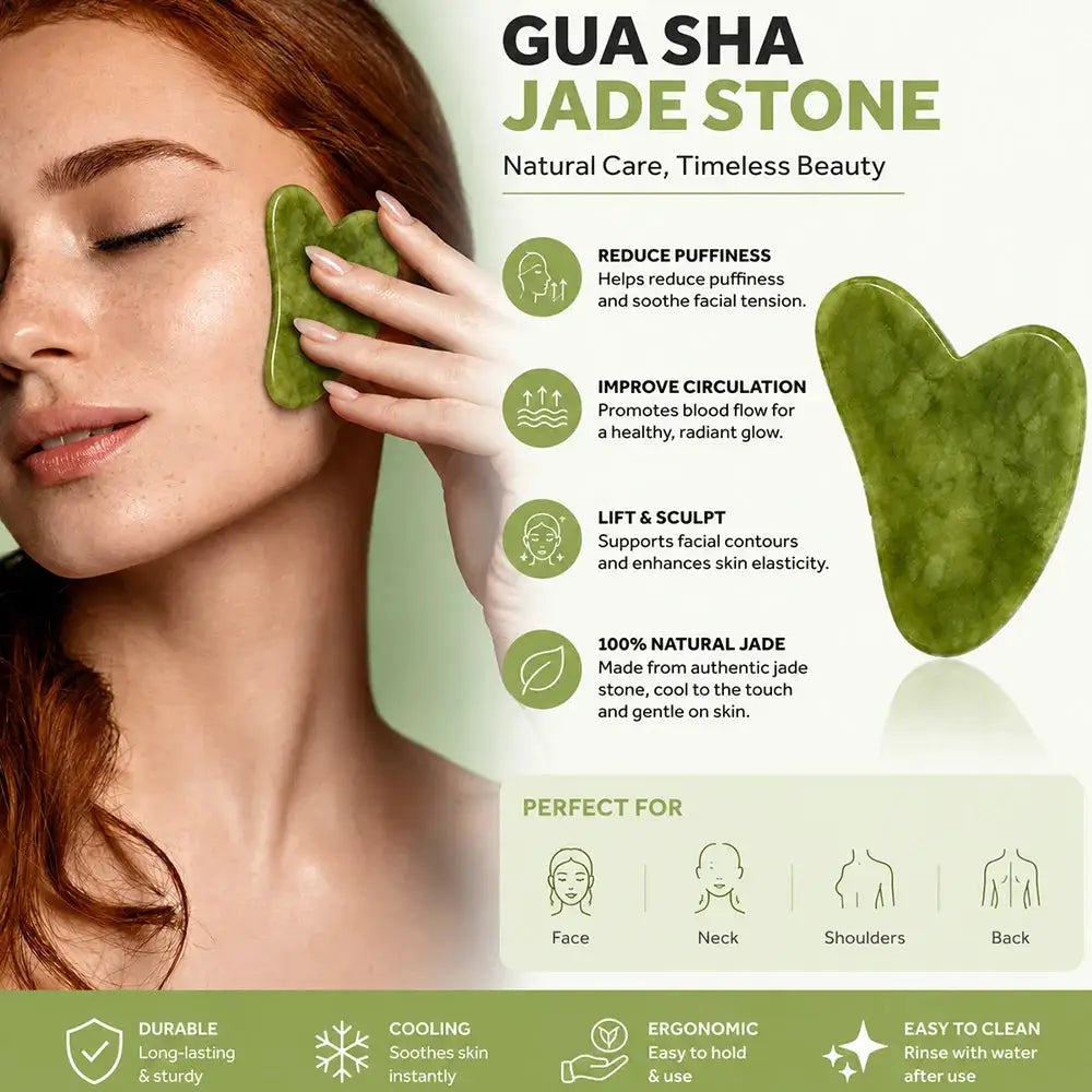 Jade Gua Sha Tool | Natural Stone | Face Body Eye Massage Kit