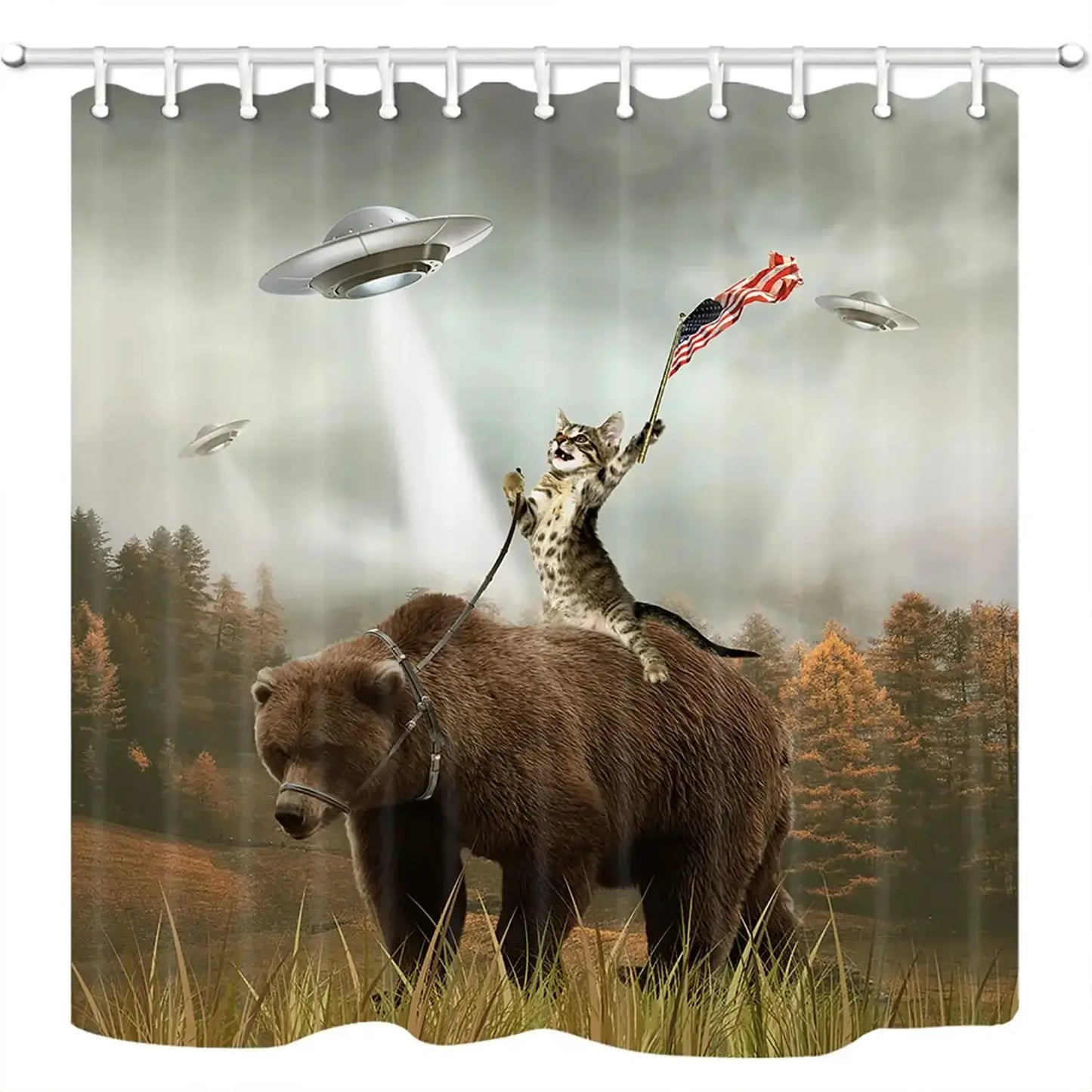 Raining Cats and Dogs Shower Curtain Funny Cartoon Cute Animal Hilarious Pets Playing Water Polyester Waterproof Bathroom Panels from PriceLows™