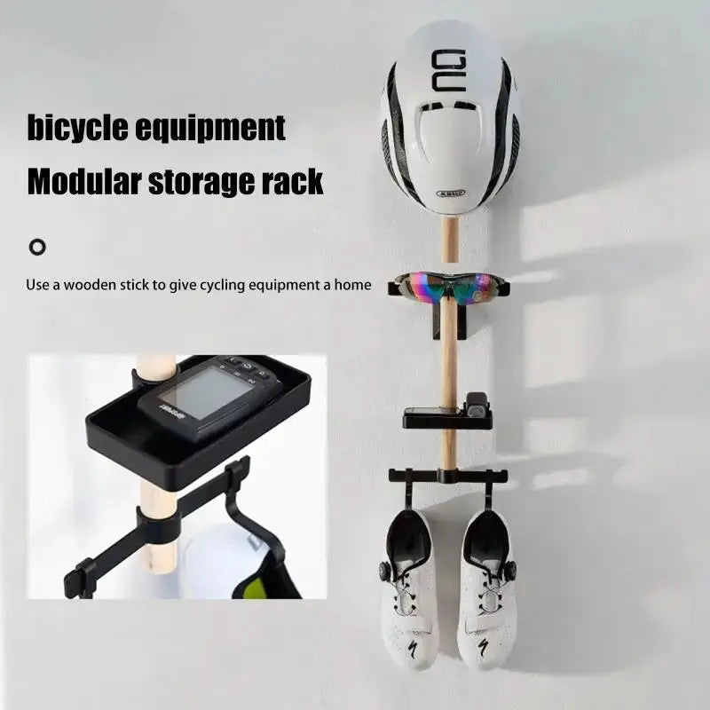 Bicycle Wall Rack 1 Set Beech Wood Mount Gear Storage Helmet Organizer for Entryway and Corridor Use from PriceLows™