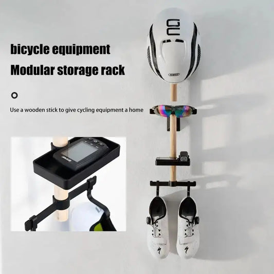 Bicycle Wall Rack 1 Set Beech Wood Mount Gear Storage Helmet Organizer for Entryway and Corridor Use from PriceLows™