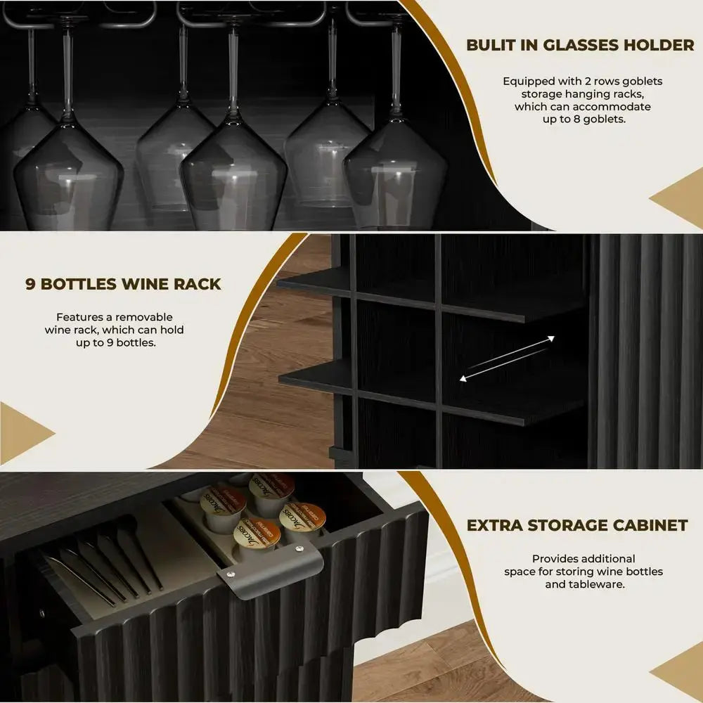 Coffee Bar Cabinet, Modern Liquor Cabinet with Glass Holder amp Wine Rack, Wine Bar Cabinets with Storage, Buffet Sideboard for from PriceLows™
