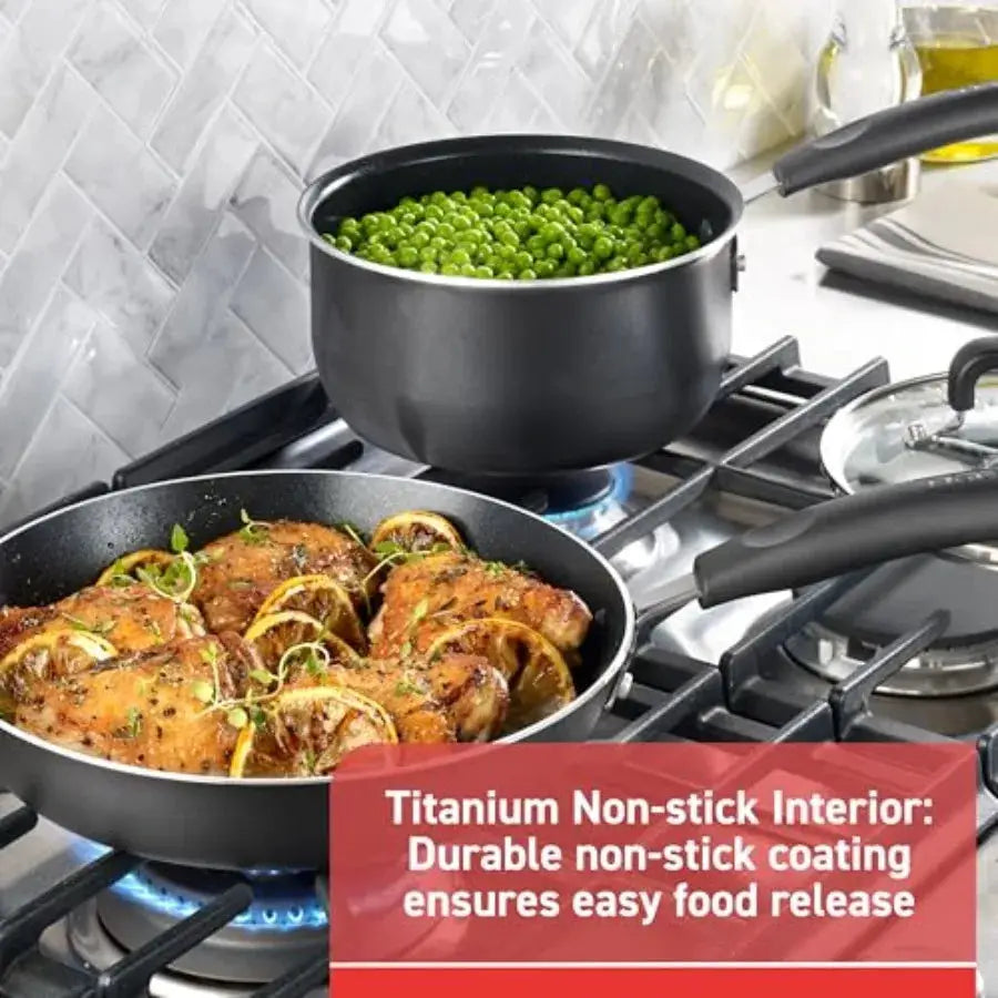 T-Fal Signature Nonstick Pots and Pans, Oven Broiler Safe 350F, Kitchen Cookware Set w/Fry Pans, Saucepans, Saute Pan, Dutch Ov from PriceLows™