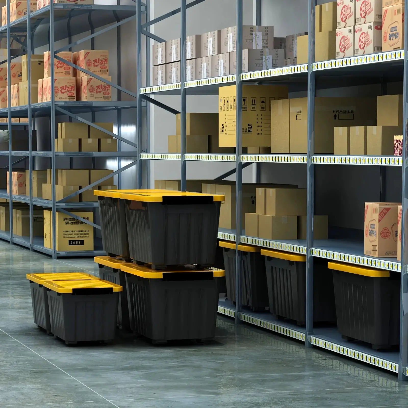 4/6 Pack of Storage Boxes with Lids And Wheels, 72 And 97 Quarts Capacity, Ideal for Storing Various Household Items, Stackable, Available in Three Colors from PriceLows™