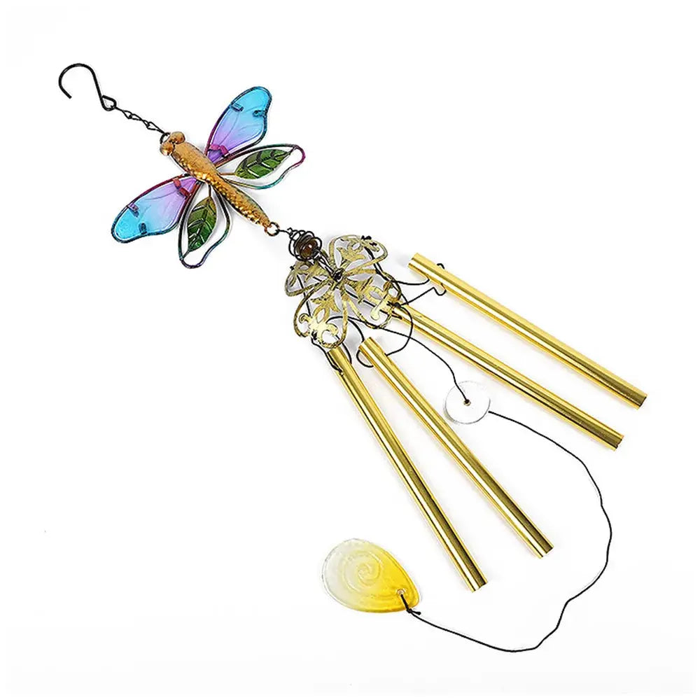 Wind Chime Hummingbirds Dragonflies Metal Glass Painted Crafts Hanging Pendants Bell Aluminum Pipe Home Courtyard Hanging Decors from PriceLows™