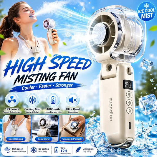 Handheld Misting Fan | USB Rechargeable | 3000mAh Battery | LED Display from PriceLows™