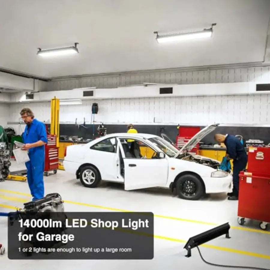 4Pack LED Shop Lights, 100W 14000lm Plug in Ultra Bright LED Work Lights, 6500K Daylight Garage Light, IP66 Waterproof Lighting from PriceLows™