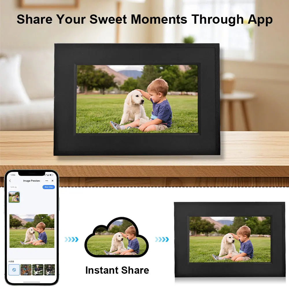 Digital Picture Frame | 7 Inch Display | 256GB Card Support | WiFi IPS 1024x600