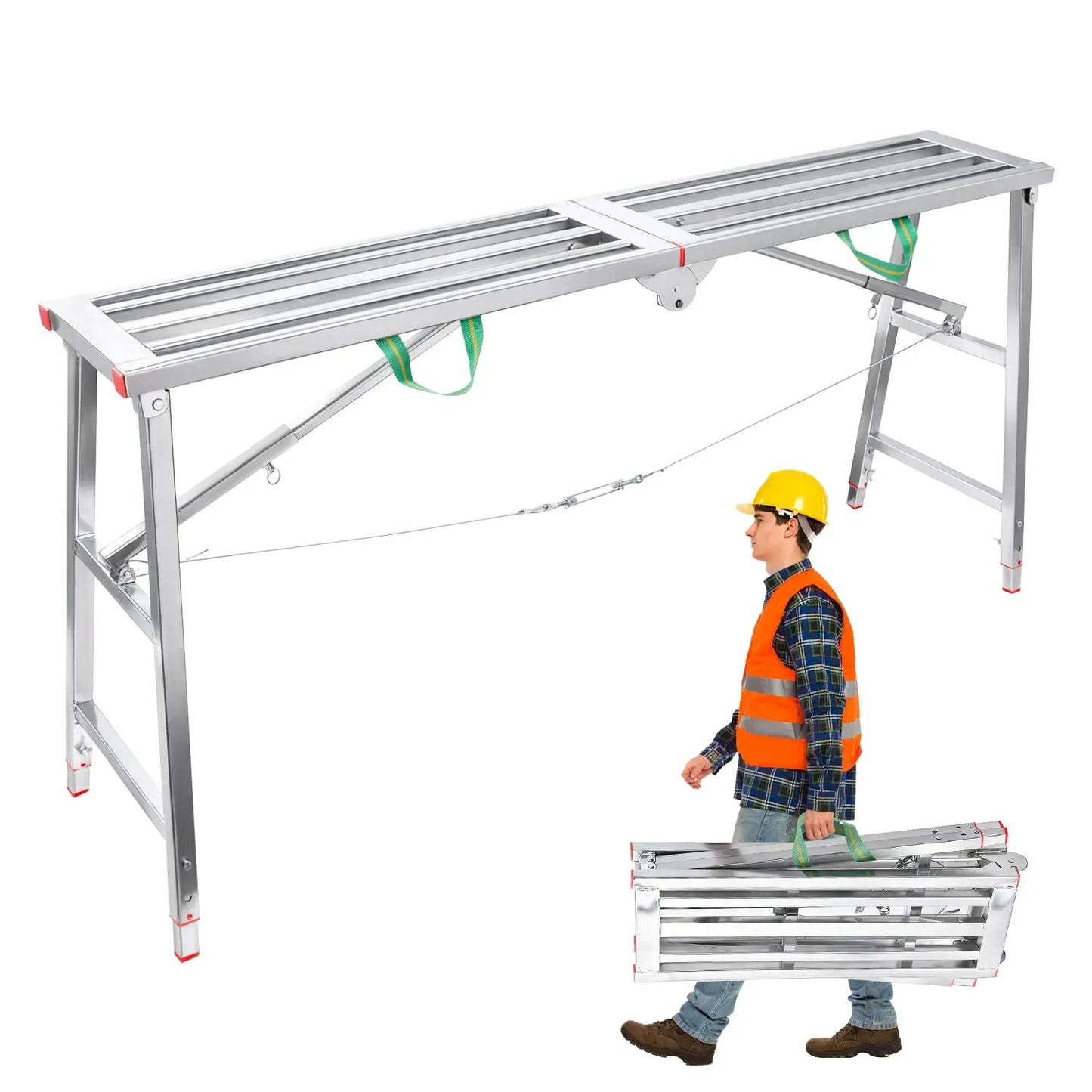 Folding Scaffolding Adjustable Steel Industrial Step Ladders, Portable Heavy Duty Work for Construction Sites and Renovations from PriceLows™