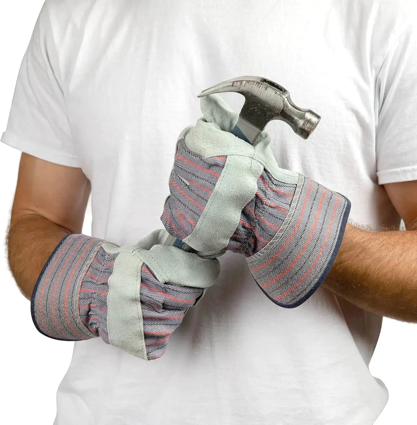Cowhide Leather Work Gloves with Suede Finish Palm, Rubberized Safety Cuff, 5 Pairs for Heavy Duty Tasks from PriceLows™