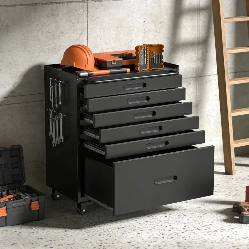 34.3" Rolling Tool Chest with 6 Drawers - Mobile Garage Cabinet Organizer, All-Drawer Design for Small Parts from PriceLows™