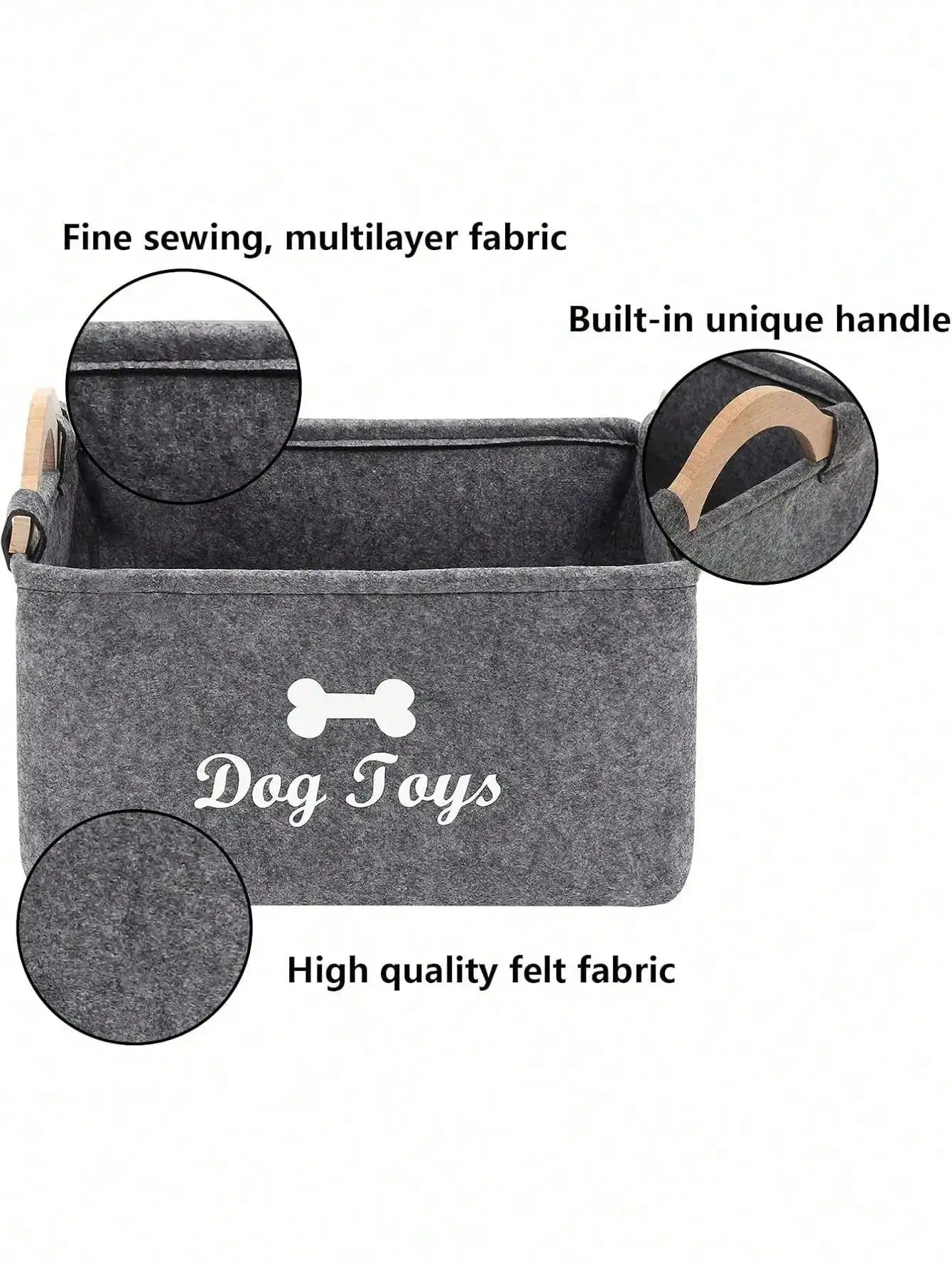 1pc Felt Storage Basket for Pet Toys, Lightweight Organizer Container for Small Items, Daily Home Storage and Clean Room Organization from PriceLows™