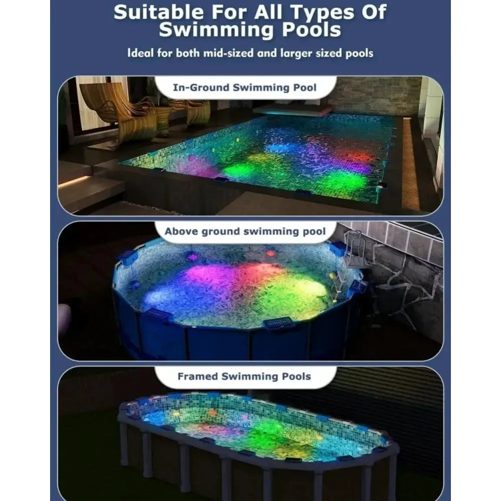 Solar RGB Swimming Pool Underwater Lights IP68 Waterproof Lighting Remote Control Brightness Levels Timer for Pond Pool Lights from PriceLows™