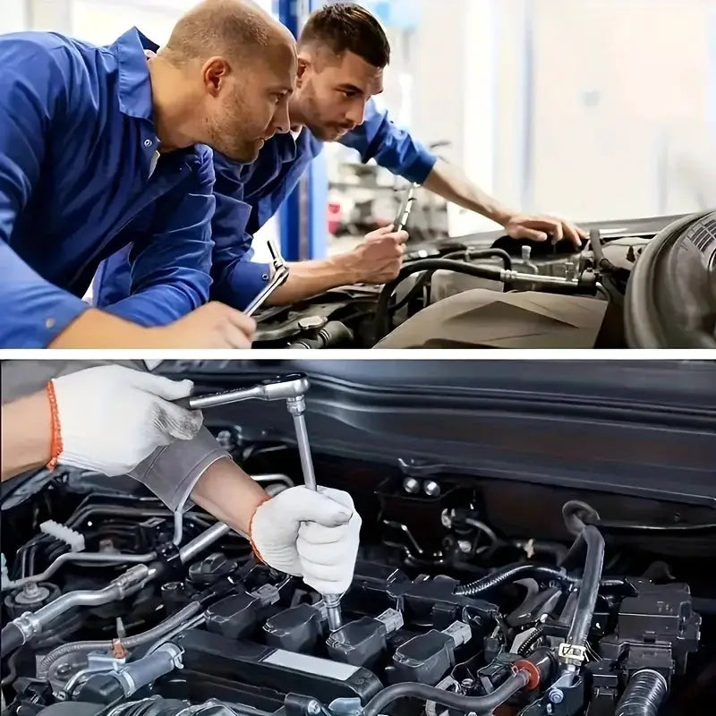 Professional 46pcs Cr-V Steel Socket Set with Ratchet Wrench Storage Bag Durable Sockets Extension Bar for Auto Home Repair from PriceLows™