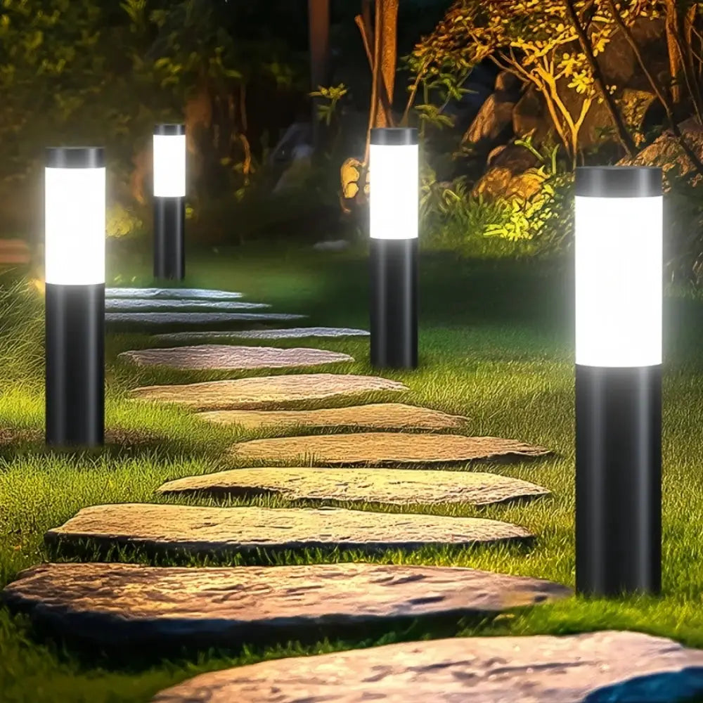 Solar Stainless Steel LED Modern Pathway Lights Upgraded Courtyard Outdoor Garden Cylindrical Lawn Light Outside Walkway Decor from PriceLows™