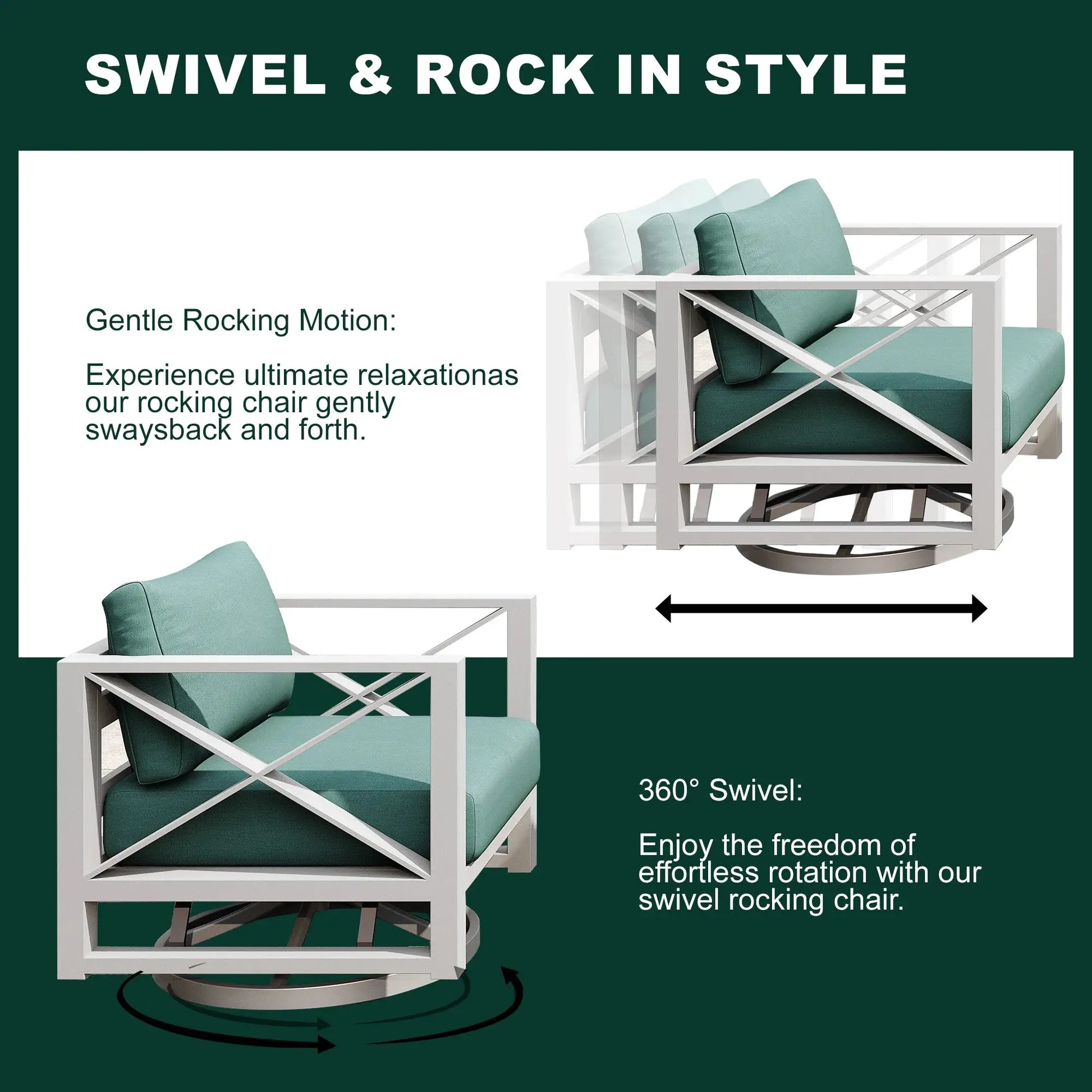 Aluminum Outdoor Furniture Set, Modern Patio Conversation Set Sectional with Coffee Table for Garden, Porch, Balcony, Yard from PriceLows™
