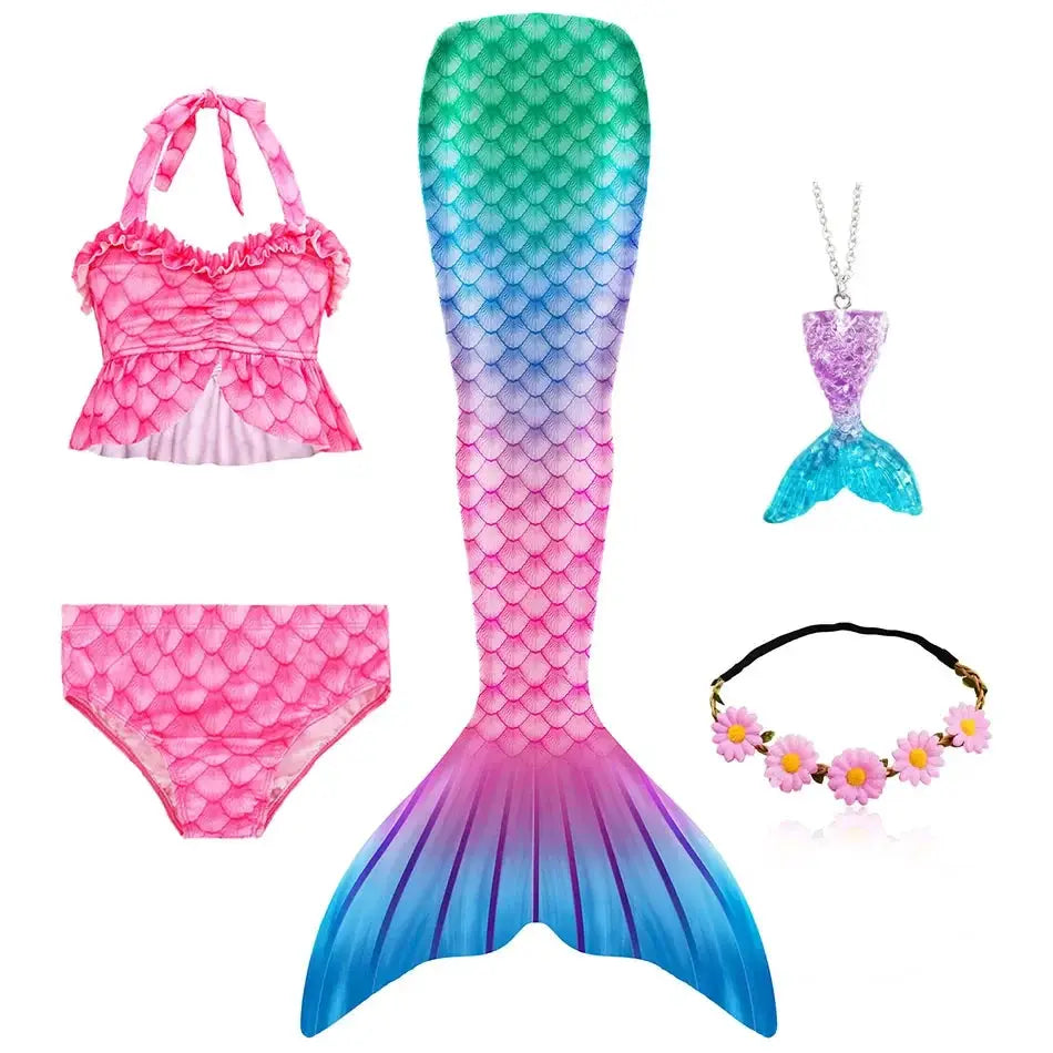 New The Little Mermaid Tails Ariel Memaid Swimsuit Bikini Bathing Suit Halloween Costume Girls Can Add Monofin for Pool Swim from PriceLows™