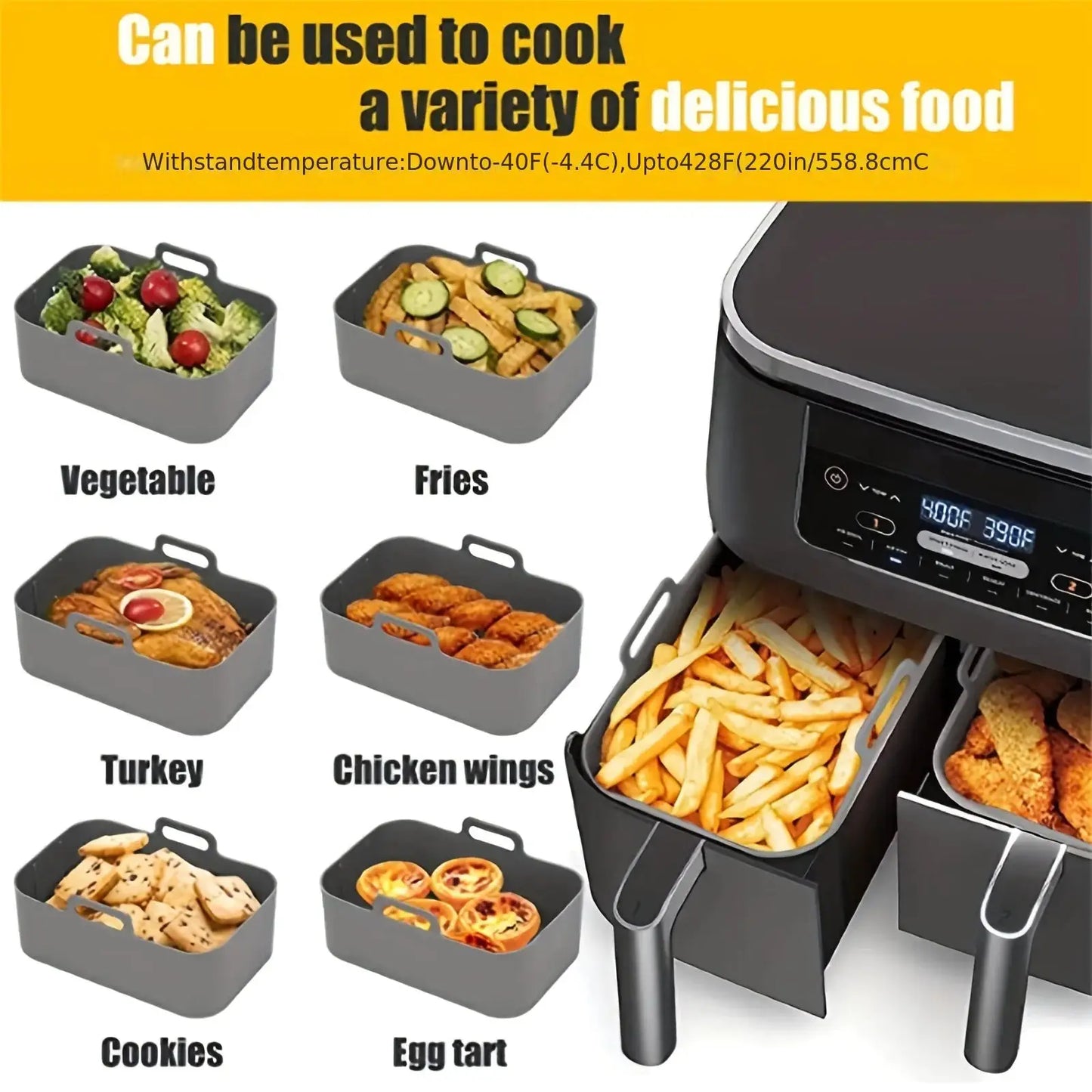 Air Fryer Silicone Tray Liner | Ninja Dual Basket | Reusable | 1 To 2 Pack