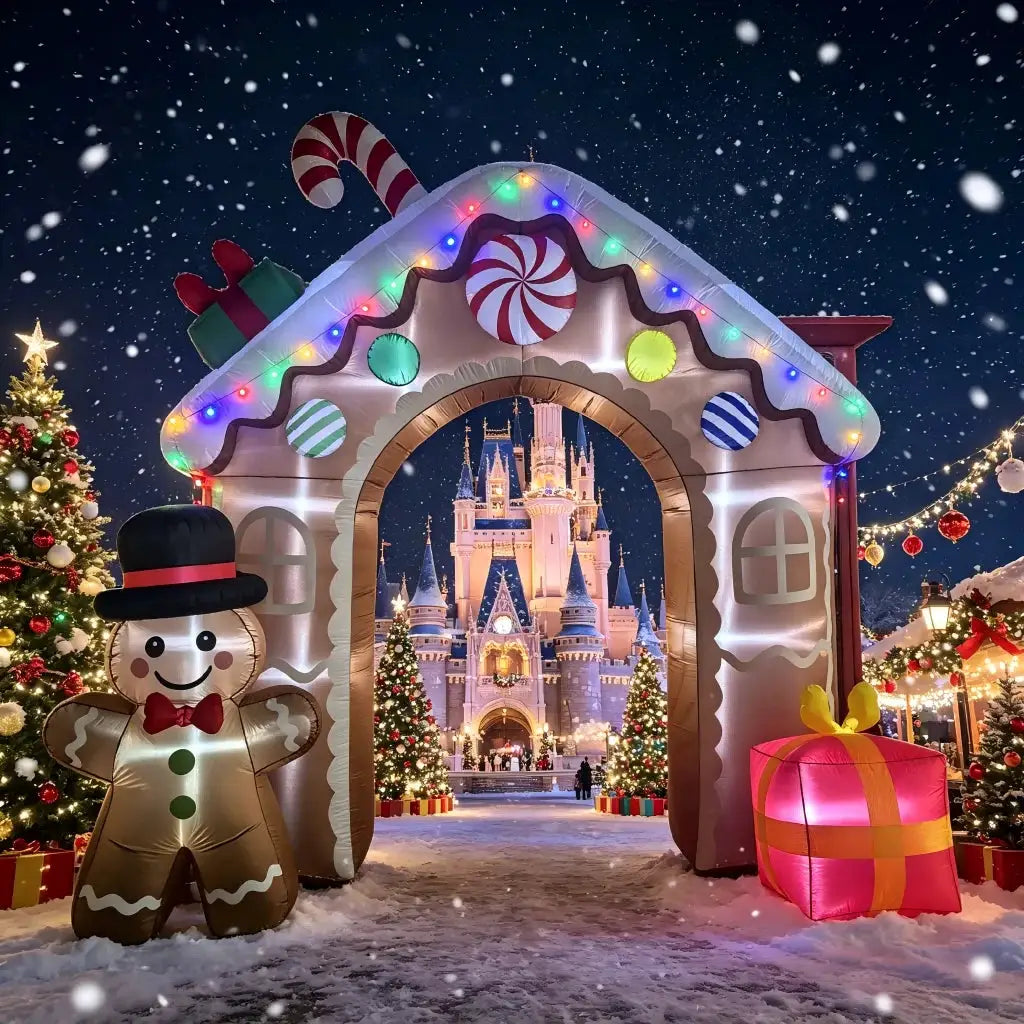 Inflatable Gingerbread Archway | 11 Ft | Built In Led Lights | Outdoor Decor