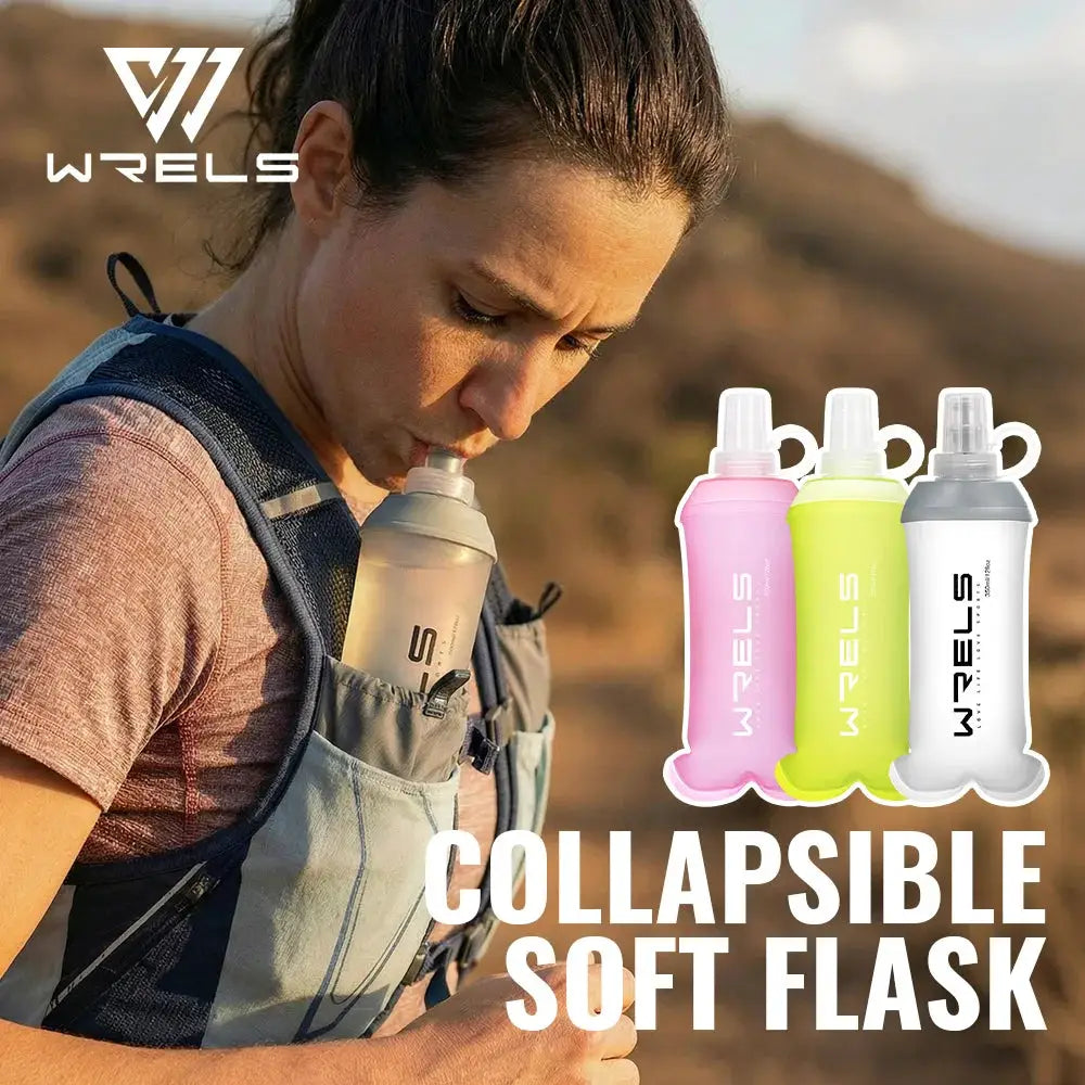 WRELS TPU Soft Folding Water Bottle BPA-Free Collapsible Flask Running Camping Hiking Travel Convenient Lightweight Water Bottle from PriceLows™