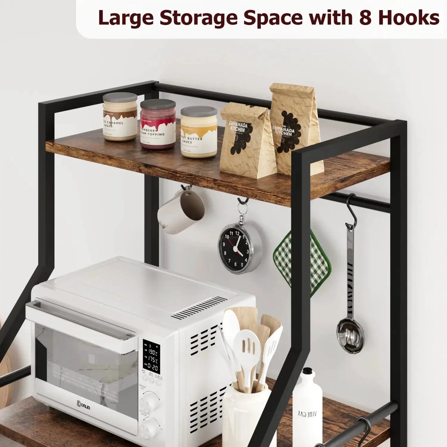 Kitchen Bakers Rack Microwave Oven Stand with 2 Large Wire Basket Industrial Coffee Bar Station from PriceLows™