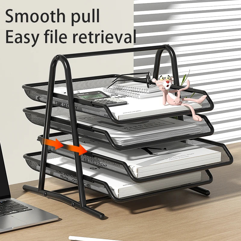 Mesh Letter Tray | Metal Construction | Sliding Trays | Black