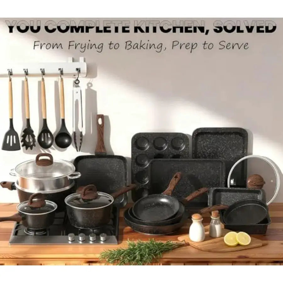 Pots and Pans Set Non Stick, 31 Piece Kitchen Induction Cookware and Bakeware Set, Nonstick Kitchen Cooking Pans Set with Fryin from PriceLows™