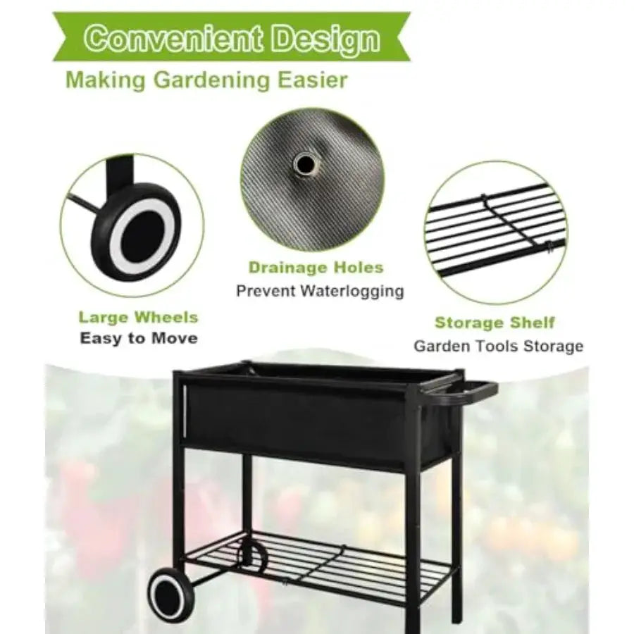 Raised Garden Bed with Legs for Outdoor Plants, Standing Elevated Planter Box Cart on Wheels for Vegetables Flower Herb Patio, from PriceLows™