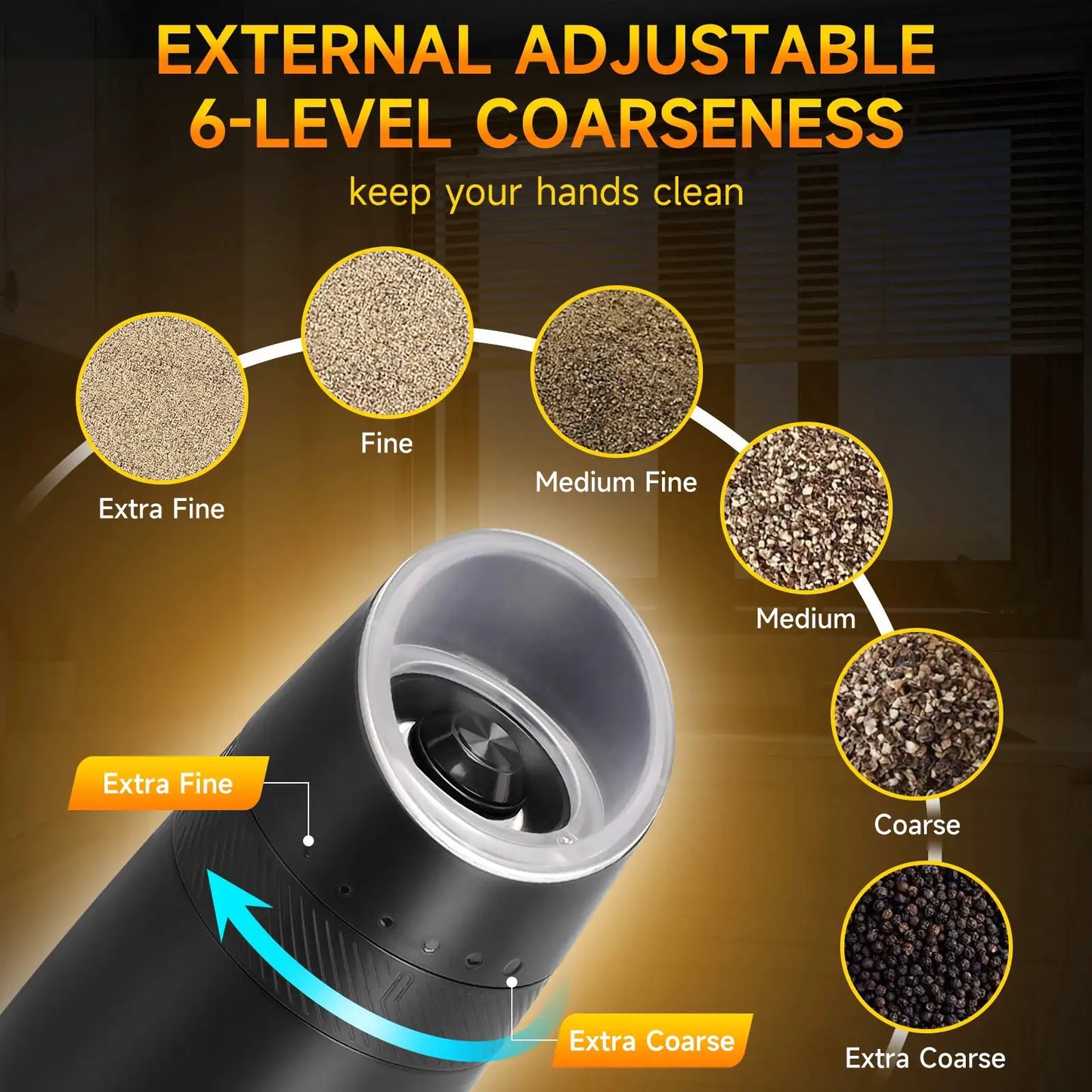 Electric Salt And Pepper Grinder Set | Battery Powered | Adjustable Coarseness